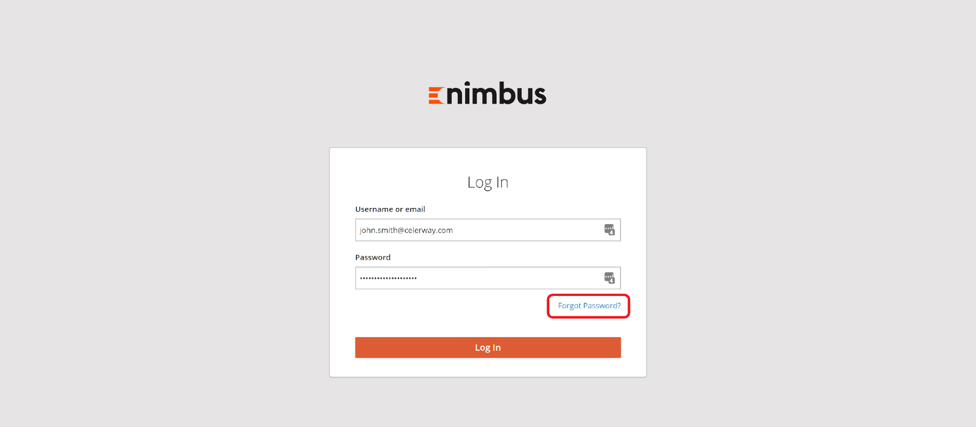 Nimbus forget password