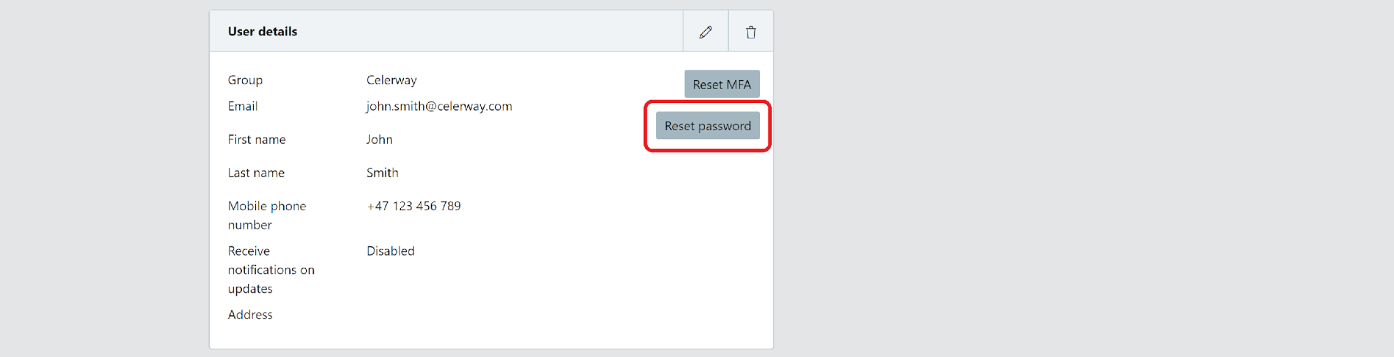 Nimbus reset password