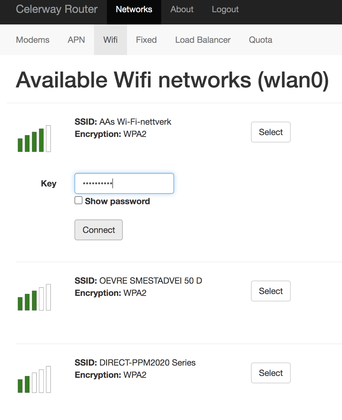 Networks/Wifi - Password